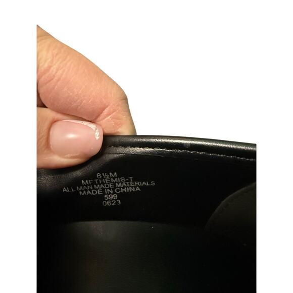 8.5 MARC FISHER WOMENS BLACK DANCEL HEELS LOAFER SHOES - Picture 6 of 6